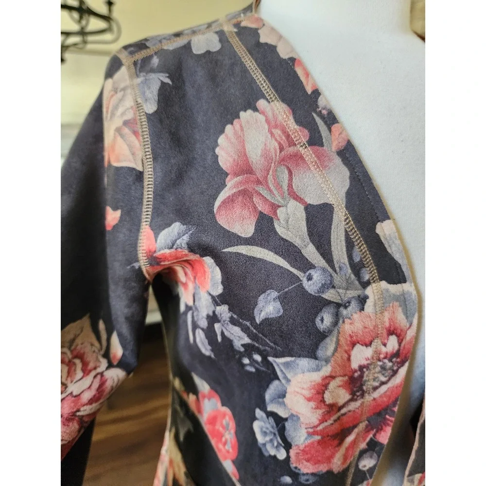 NWOT Anthropologie Solitaire Floral‎ Duster Open Front Cardigan Boho Vegan Suede